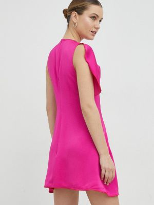 Jednobarevné viskózové mini šaty Victoria Beckham - růžová