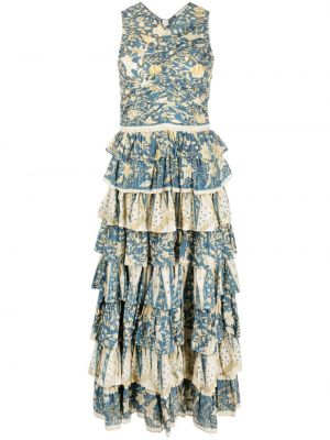 Ruffle trykt floral dress Ulla Johnson blå