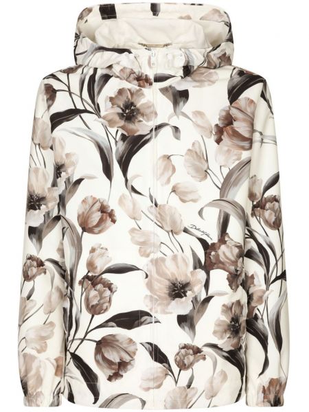 Jacke mit reißverschluss mit kapuze mit print Dolce & Gabbana weiß