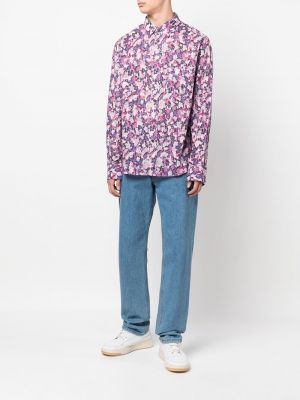Květinová bavlněná košile Isabel Marant fialová