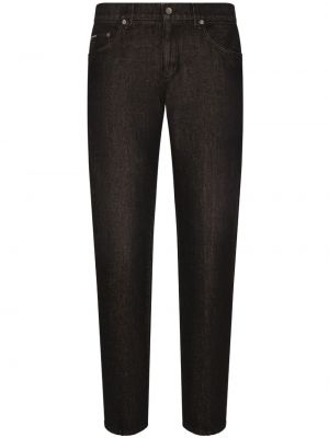 Jeans slim avec applique Dolce & Gabbana noir