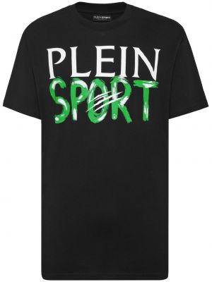 T-shirt en coton à imprimé Plein Sport noir