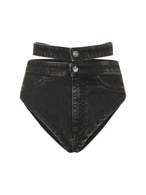 Shorts en jean en coton Andreādamo noir