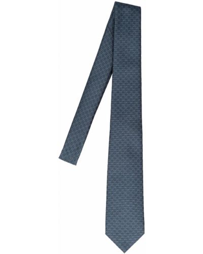Hedvábná kravata s potiskem Gucci modrá