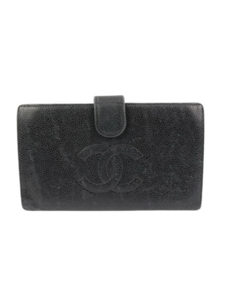Portefeuille en cuir Chanel Vintage noir
