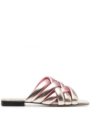 Sandale din piele Pollini roz