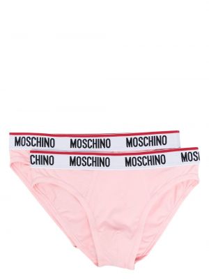 Bavlněné boxerky s potiskem Moschino růžové