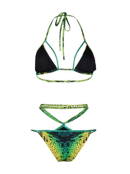 Bikini con estampado de estampado de serpiente Noire Swimwear verde