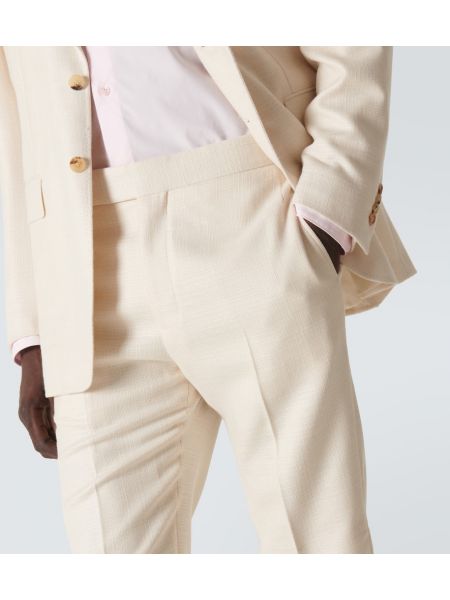Jedwabne spodnie klasyczne wełniane slim fit Gabriela Hearst białe