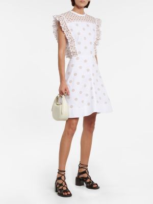 Mini vestido con bordado de algodón Chloé blanco