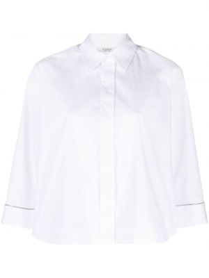 Bombažna srajca z biseri Peserico bela