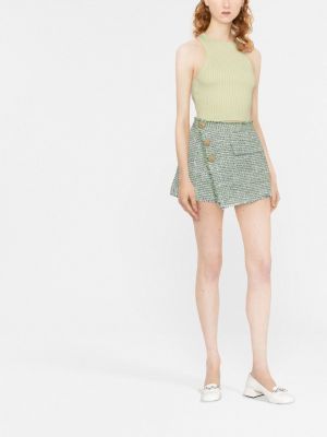 Shorts taille haute en tweed Self-portrait vert