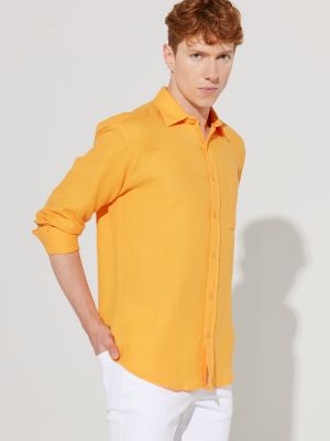 Muslino relaxed fit medvilninė marškiniai Ac&co / Altınyıldız Classics oranžinė