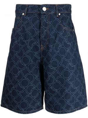 Kratke jeans hlače s potiskom Trussardi modra