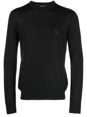 Dzianinowa haftowana bluza Versace czarna