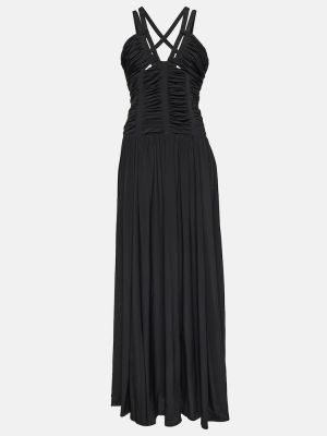 Plisované hedvábné dlouhé šaty Ulla Johnson černé