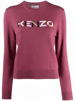 Вълнен пуловер бродиран Kenzo розово