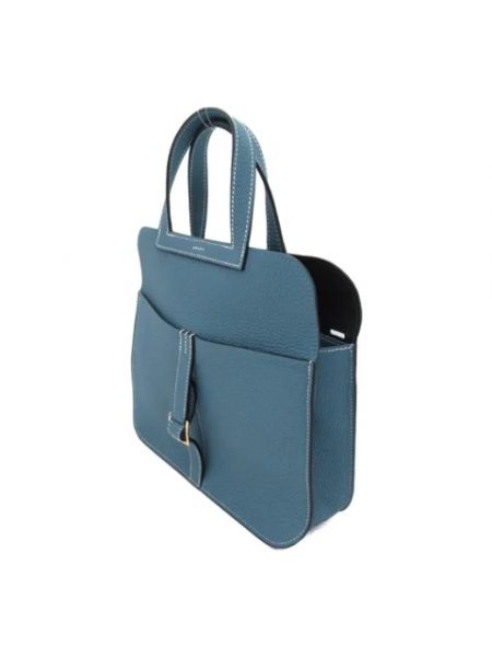 Bolso cruzado de cuero retro Hermès Vintage azul