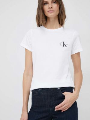 Koszulka bawełniana Calvin Klein Jeans biała