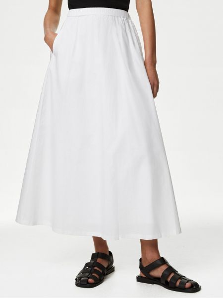 Midi sukně Marks & Spencer bílé