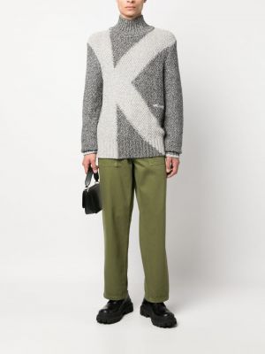 Sweter żakardowy Karl Lagerfeld szary