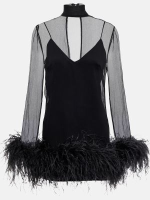 Mini vestido con plumas de plumas Taller Marmo negro
