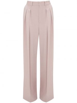Pantaloni cu croială lejeră plisate Victoria Beckham roz
