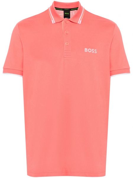 Hímzett pólóing Boss rózsaszín