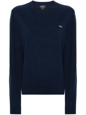 Пуловер бродиран A.p.c. синьо