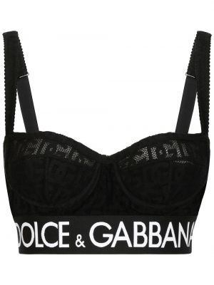 Žakarda tilla balconette krūšturis Dolce & Gabbana melns