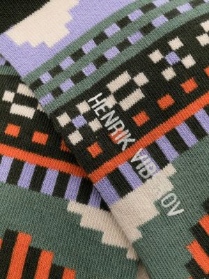 Chaussettes à imprimé à motif géométrique Henrik Vibskov vert