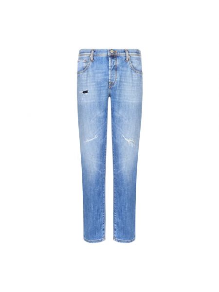 Niebieskie jeansy skinny bawełniane Incotex