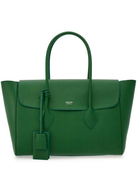 Кожени шопинг чанта Ferragamo зелено
