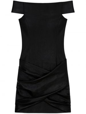 Černé drapované kožené mini šaty Givenchy