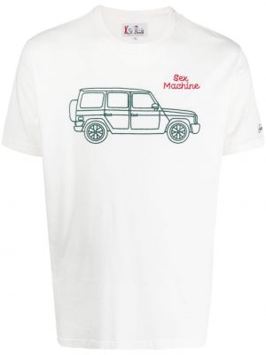 T-shirt ricamato di cotone con stampa Mc2 Saint Barth bianco