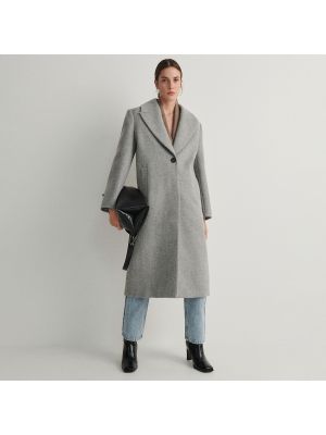 Vlněný kabát Reserved šedý