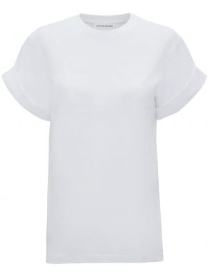 Памучна тениска с кръгло деколте Victoria Beckham бяло