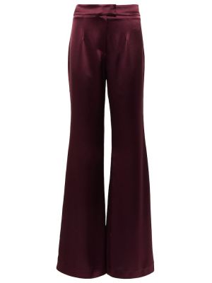 Satynowe proste spodnie z wysoką talią Galvan czerwone