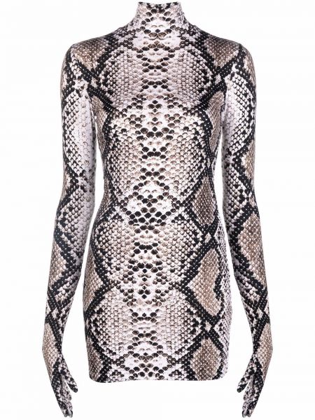 Mini vestido de cuero con estampado de estampado de serpiente Vetements