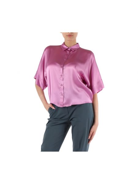 Clásico camisa con botones de seda Niu violeta
