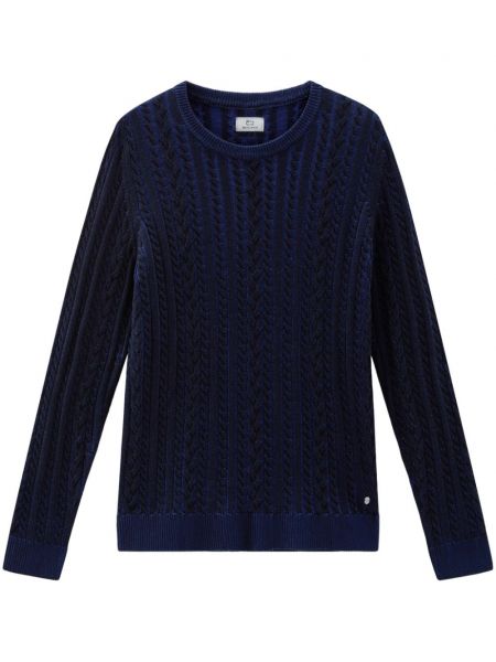 Bombažni pulover Woolrich modra