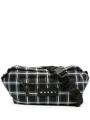 Crossbody torbica z zadrgo s karirastim vzorcem Marni