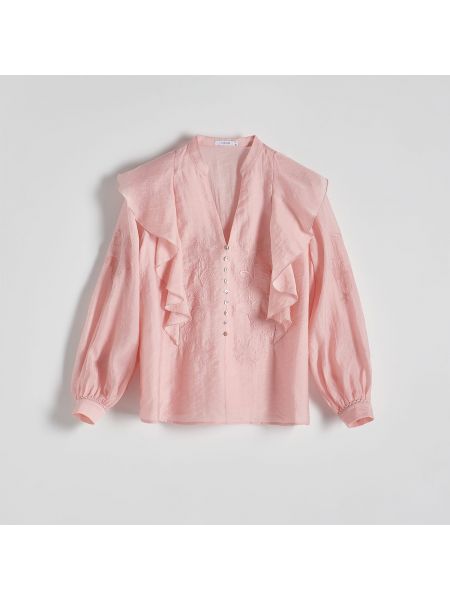 Bluză cu broderie Reserved roz