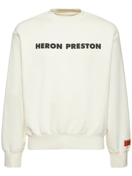 Bluza dresowa bawełniana z nadrukiem Heron Preston biała