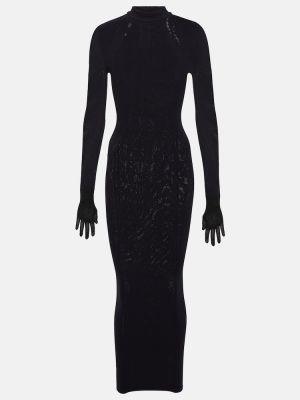 Průsvitné dlouhé šaty Wolford Černé