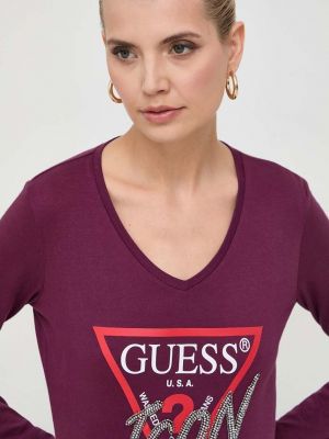 Блуза с дълъг ръкав Guess виолетово