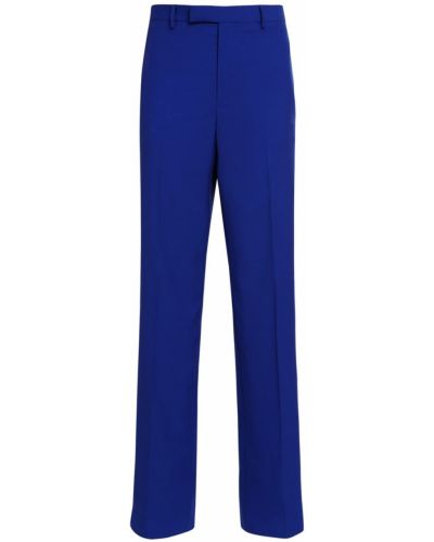 Копринени вълнени класически панталони Versace синьо