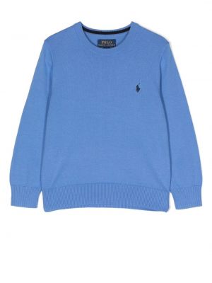 Tröja med broderi i stickad för tjejer Ralph Lauren Kids blå