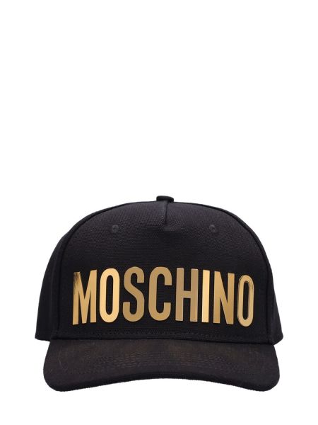 Bavlnená čiapka s potlačou Moschino čierna