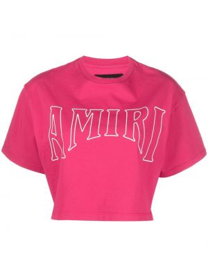 Памучна тениска с принт Amiri розово
